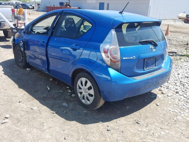 JTDKDTB3XD1552353 - 2013 TOYOTA PRIUS C BLUE photo 3