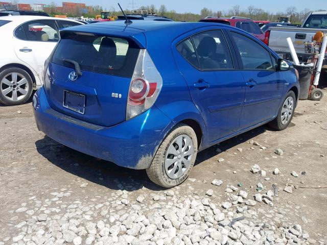 JTDKDTB3XD1552353 - 2013 TOYOTA PRIUS C BLUE photo 4