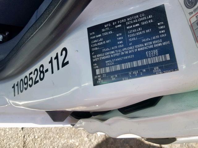 NM0LS7AN0CT083522 - 2012 FORD TRANSIT CO WHITE photo 10