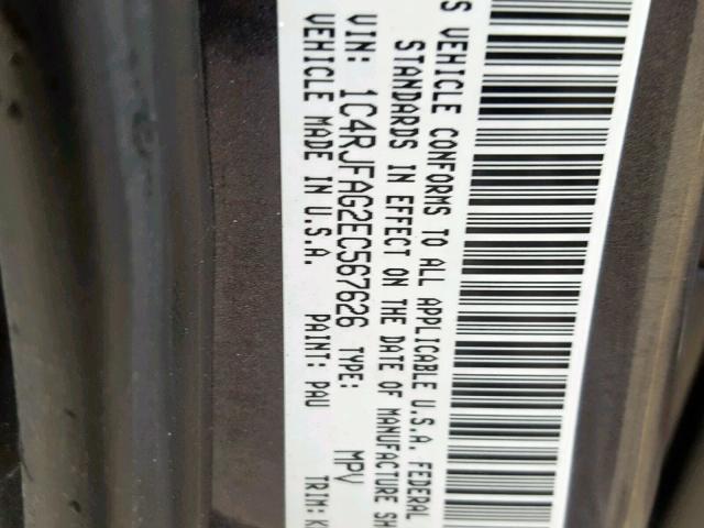 1C4RJFAG2EC567626 - 2014 JEEP GRAND CHER GRAY photo 10