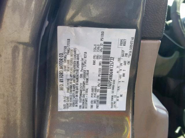 1FAFP34N06W135732 - 2006 FORD FOCUS ZX4 GRAY photo 10