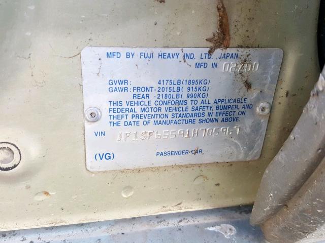 JF1SF65591H705967 - 2001 SUBARU FORESTER S TAN photo 10