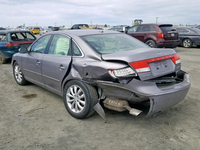 KMHFC46F37A185357 - 2007 HYUNDAI AZERA SE GRAY photo 3