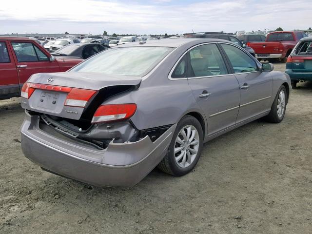 KMHFC46F37A185357 - 2007 HYUNDAI AZERA SE GRAY photo 4