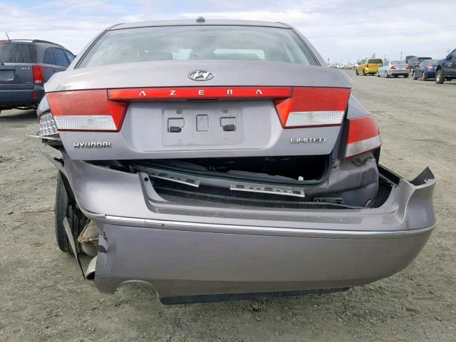 KMHFC46F37A185357 - 2007 HYUNDAI AZERA SE GRAY photo 9