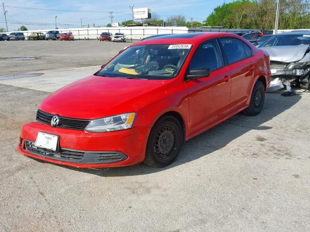 3VW2K7AJ1CM372738 - 2012 VOLKSWAGEN JETTA BASE MAROON photo 2