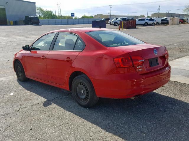 3VW2K7AJ1CM372738 - 2012 VOLKSWAGEN JETTA BASE MAROON photo 3