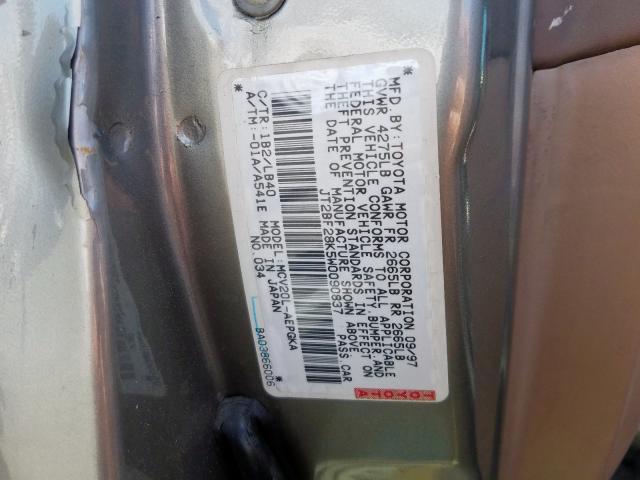 JT2BF28K5W0090837 - 1998 TOYOTA CAMRY LE  photo 10