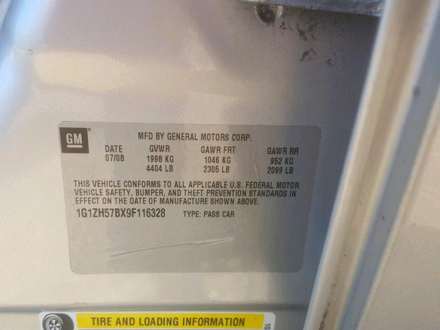 1G1ZH57BX9F116328 - 2009 CHEVROLET MALIBU 1LT 银色 照片 10