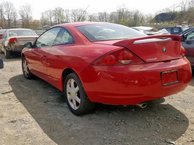 1ZWFT61L1Y5627701 - 2000 MERCURY COUGAR V6 RED photo 3