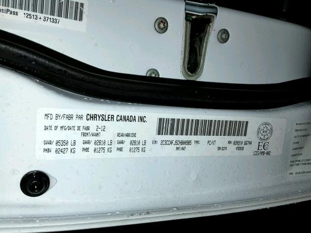 2C3CCAFJ5CH800985 - 2012 CHRYSLER 300 SRT-8 WHITE photo 10