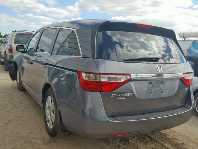 5FNRL5H29CB012705 - 2012 HONDA ODYSSEY LX GRAY photo 3