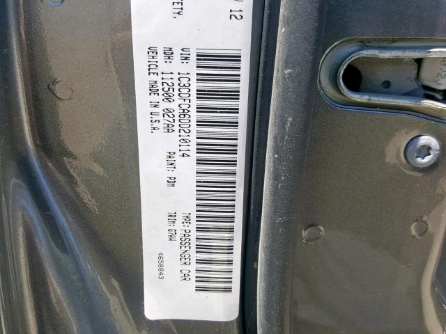 1C3CDFCA6DD210114 - 2013 DODGE DART LIMIT GRAY photo 10