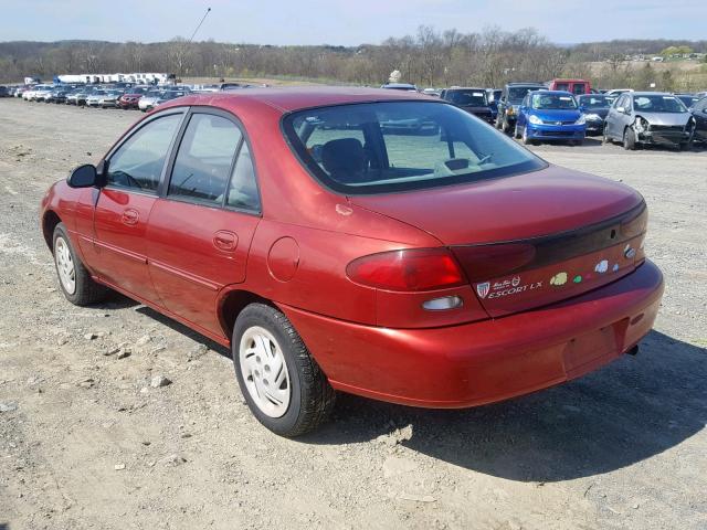 1FALP13P8VW272927 - 1997 FORD ESCORT LX RED photo 3