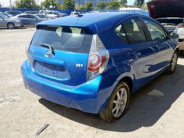 JTDKDTB38D1050747 - 2013 TOYOTA PRIUS C BLUE photo 4