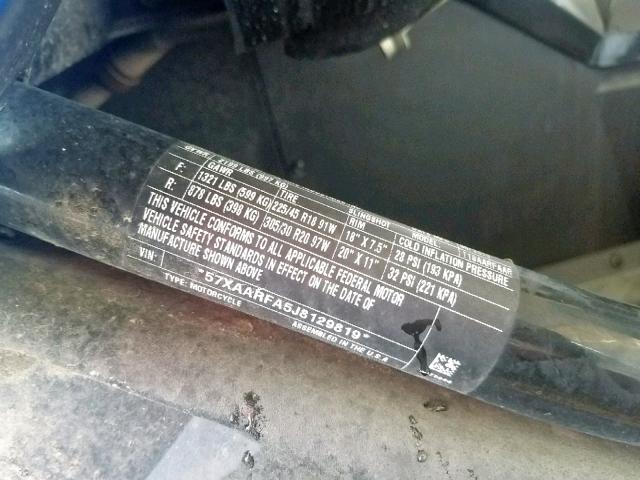 57XAARFA5J8129819 - 2018 POLARIS SLINGSHOT BLUE photo 10