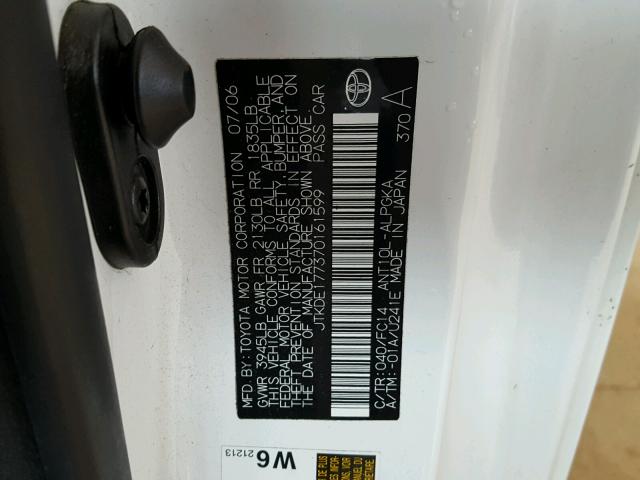 JTKDE177370161599 - 2007 TOYOTA SCION TC თეთრი ფოტო 10