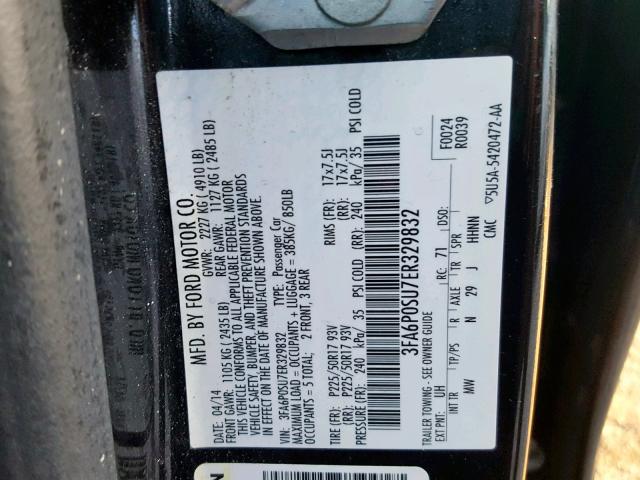 3FA6P0SU7ER329832 - 2014 FORD FUSION TIT BLACK photo 10