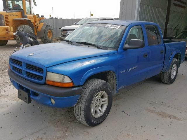 1B7GG2AN31S105153 - 2001 DODGE DAKOTA QUA BLUE photo 2