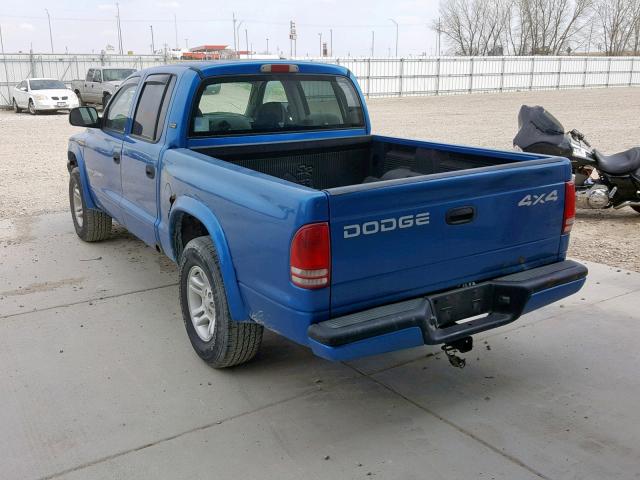 1B7GG2AN31S105153 - 2001 DODGE DAKOTA QUA BLUE photo 3