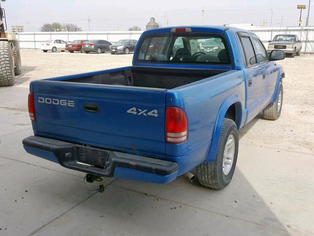 1B7GG2AN31S105153 - 2001 DODGE DAKOTA QUA BLUE photo 4