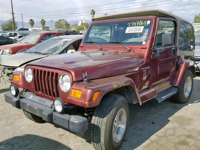 1J4FA59S91P323278 - 2001 JEEP WRANGLER / BURGUNDY photo 2