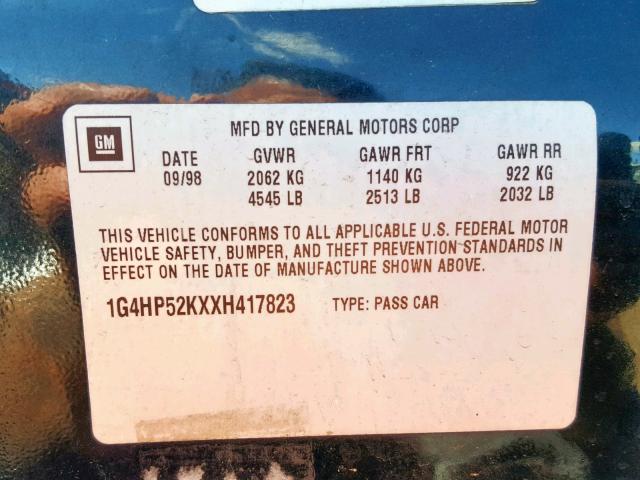 1G4HP52KXXH417823 - 1999 BUICK LESABRE CU BLUE photo 10