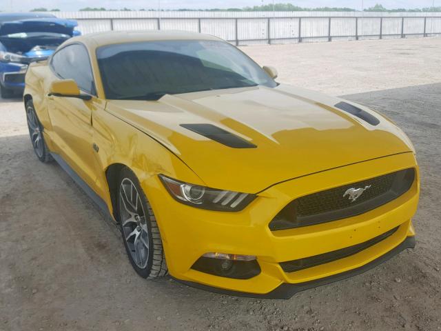 1FA6P8CF4F5337454 - 2015 FORD MUSTANG GT YELLOW photo 1