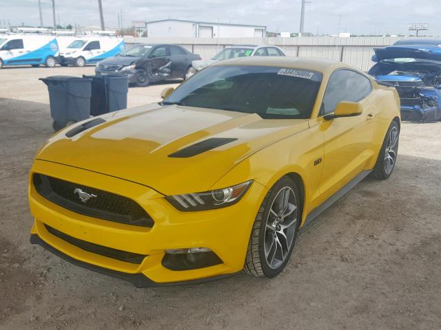 1FA6P8CF4F5337454 - 2015 FORD MUSTANG GT YELLOW photo 2