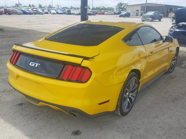 1FA6P8CF4F5337454 - 2015 FORD MUSTANG GT YELLOW photo 4