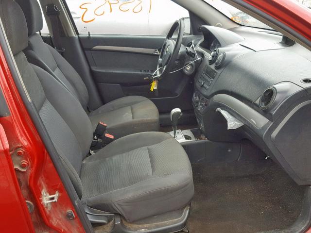 KL1TD56E29B393803 - 2009 CHEVROLET AVEO LS RED photo 5