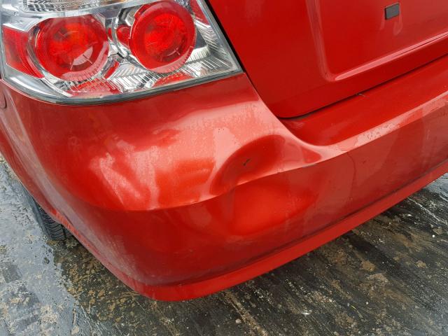 KL1TD56E29B393803 - 2009 CHEVROLET AVEO LS RED photo 9