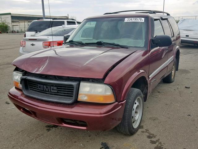 1GKDT13W212183989 - 2001 GMC JIMMY MAROON photo 2