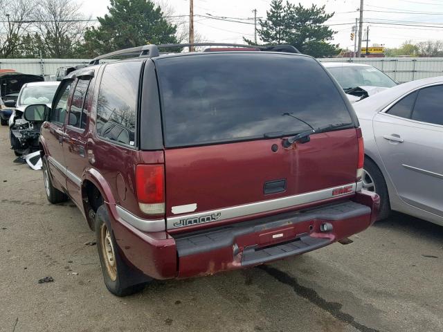 1GKDT13W212183989 - 2001 GMC JIMMY MAROON photo 3