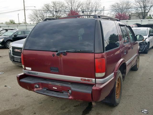 1GKDT13W212183989 - 2001 GMC JIMMY MAROON photo 4