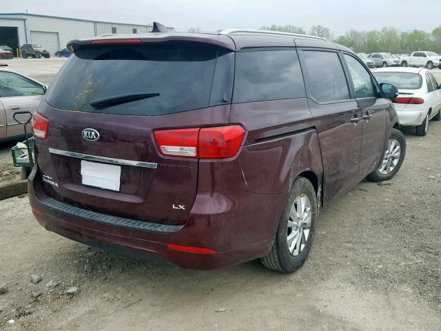 KNDMB5C12H6333659 - 2017 KIA SEDONA LX BURGUNDY photo 4