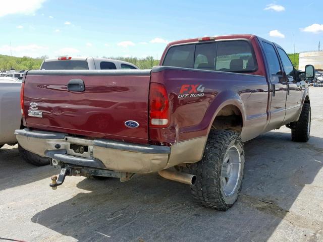 1FTWW31P55EC91322 - 2005 FORD F350 SRW S MAROON photo 4