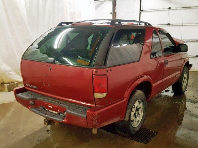 1GNCT18W42K158052 - 2002 CHEVROLET BLAZER RED photo 4