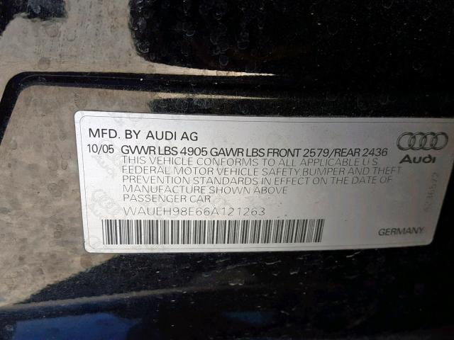 WAUEH98E66A121263 - 2006 AUDI A4 S-LINE BLACK photo 10