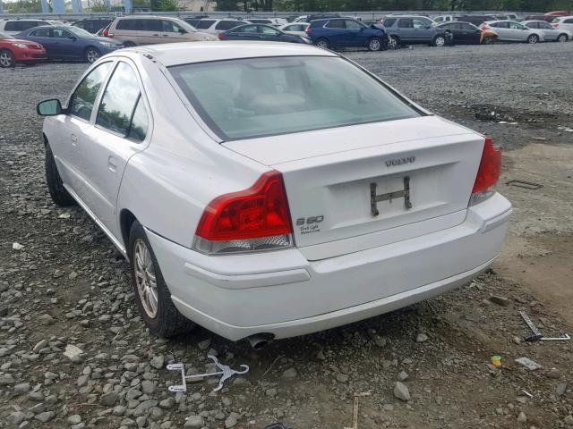 YV1RS640452476143 - 2005 VOLVO S60 WHITE photo 3