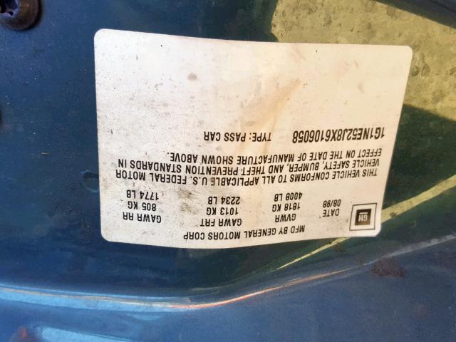 1G1NE52J8X6106058 - 1999 CHEVROLET MALIBU LS 绿色 照片 10