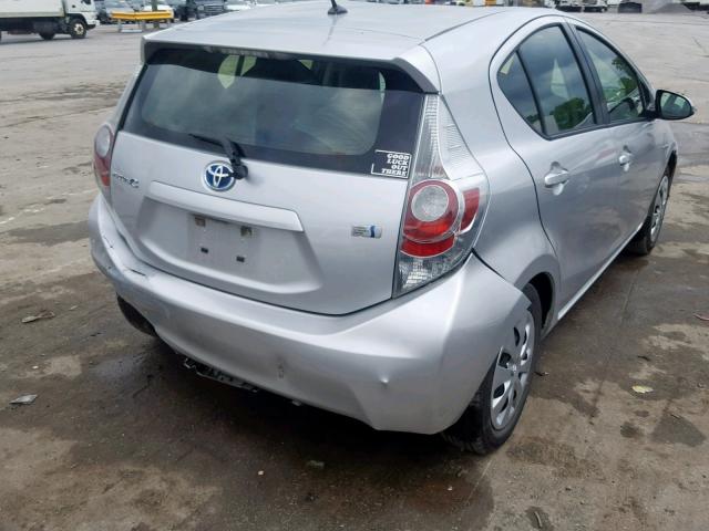 JTDKDTB32E1065763 - 2014 TOYOTA PRIUS C SILVER photo 4