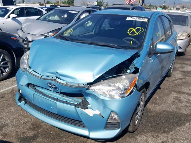 JTDKDTB33E1060281 - 2014 TOYOTA PRIUS C TEAL photo 2