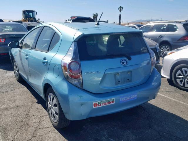 JTDKDTB33E1060281 - 2014 TOYOTA PRIUS C TEAL photo 3