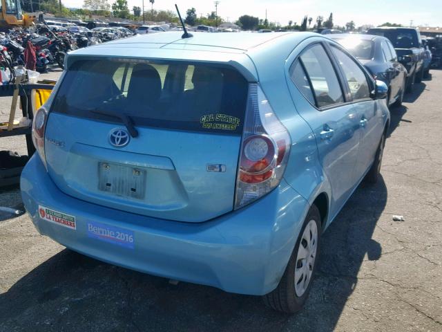 JTDKDTB33E1060281 - 2014 TOYOTA PRIUS C TEAL photo 4