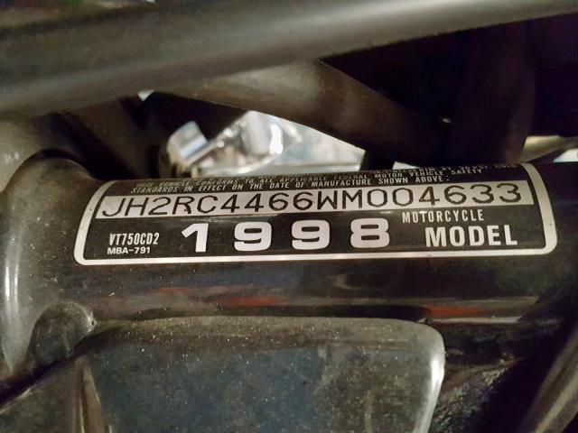JH2RC4466WM004633 - 1998 HONDA VT750 CD2 红色 照片 10