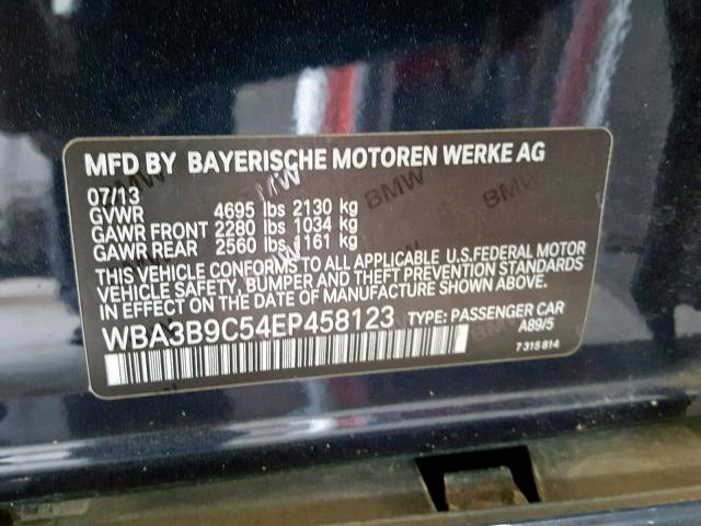 WBA3B9C54EP458123 - 2014 BMW 335 XI BLUE photo 10