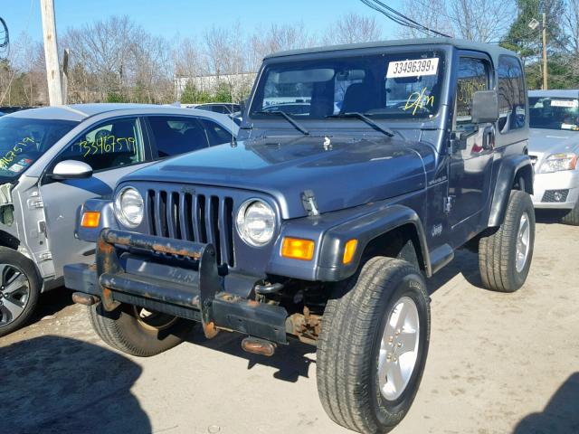 1J4FA29P32P752363 - 2002 JEEP WRANGLER / BLUE photo 2