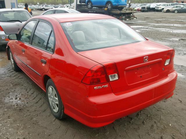 1HGES16395L021539 - 2005 HONDA CIVIC DX V RED photo 3