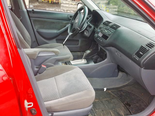 1HGES16395L021539 - 2005 HONDA CIVIC DX V RED photo 5